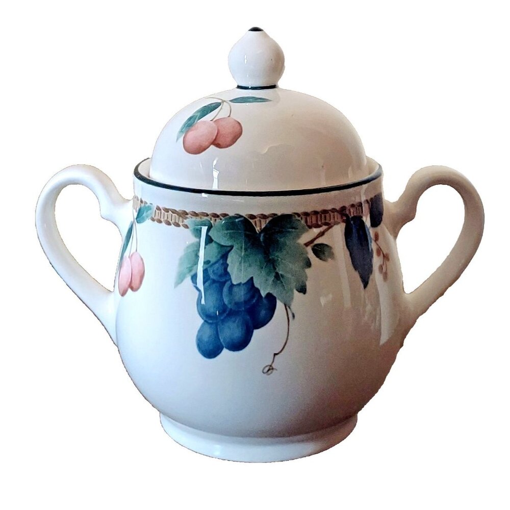VTG Noritake Keltcraft Natures Bounty Sugar Bowl with Lid 9199 Ireland Fruit